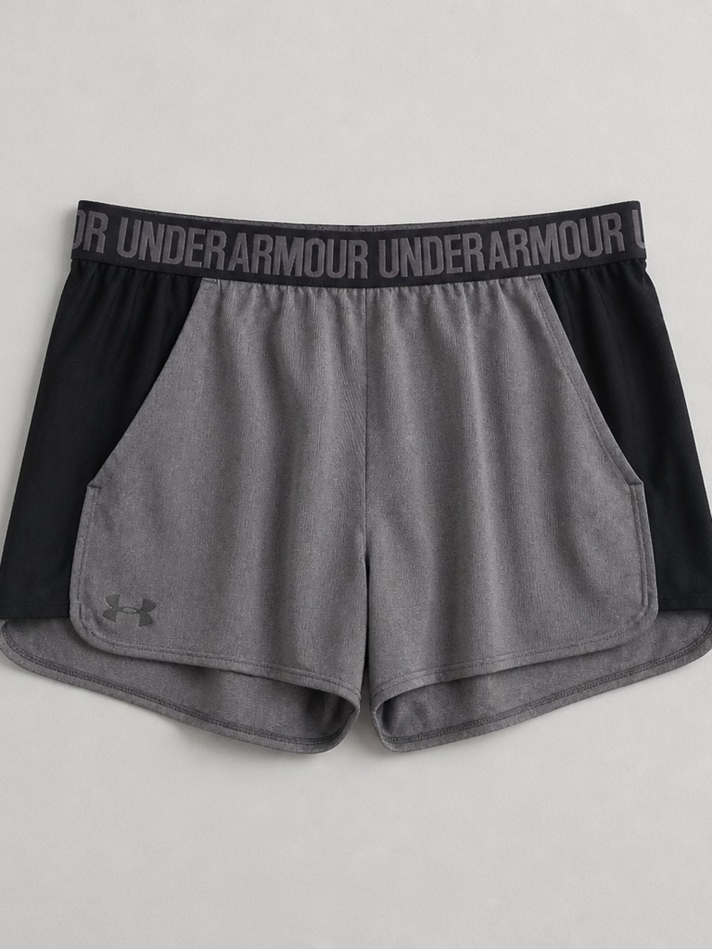 Under Armour Play Up Shorts Running Black Grey Large Lightweight UA Band Comfort